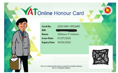 National Board of Revenue (NBR) Issued Honored Card for 360teem IT Solution™ (2025)